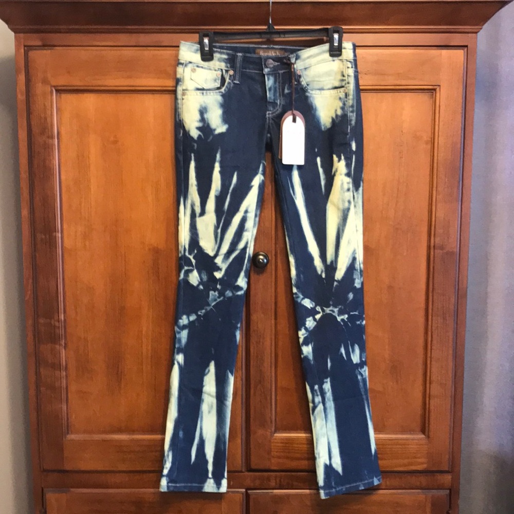 Rare NWT Frankie B Tie Dye Ultra Low Waist Hipster Skinny Jeans 25